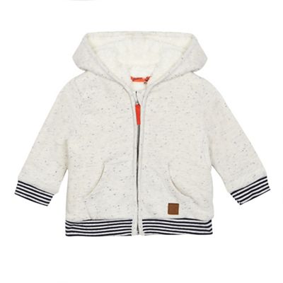 Mantaray Baby boys' cream speckled hooded zip through sweater